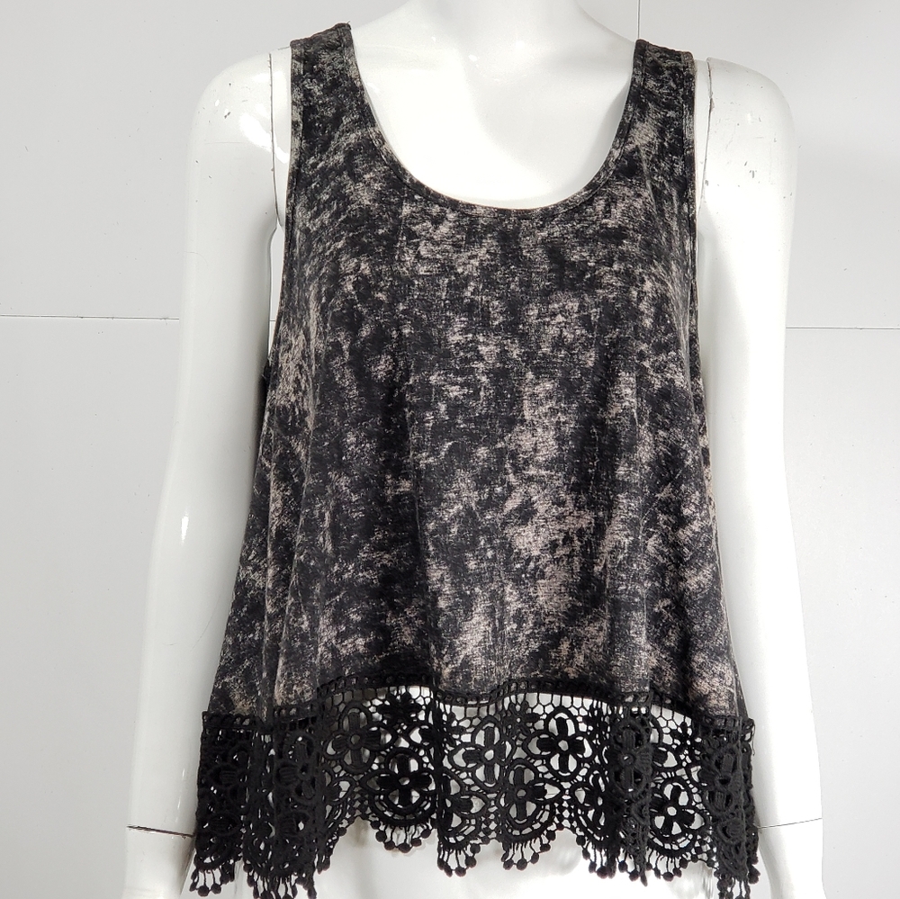 New MUR MUR Tie-Dye Lace Trim Tank sz S